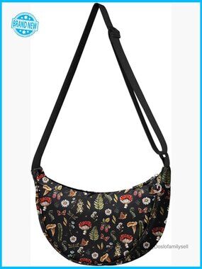 Nylon Crossbody Crescent Bag Hobo Style Adjustable Strap Travel Chic